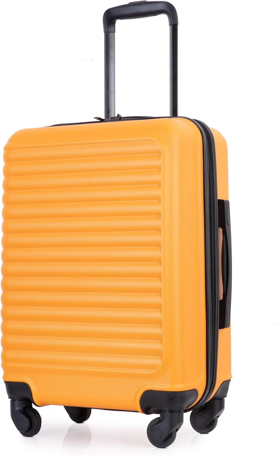 20 Inch Hardside Rugged Travel Suitcase Luggage with 4 Spinner Wheels, Adjustable Pull Rod Handle (Orange)