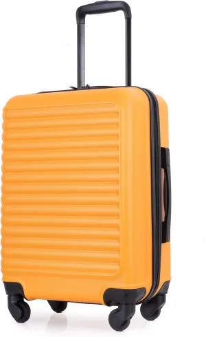 20 Inch Hardside Rugged Travel Suitcase Luggage with 4 Spinner Wheels, Adjustable Pull Rod Handle (Orange)