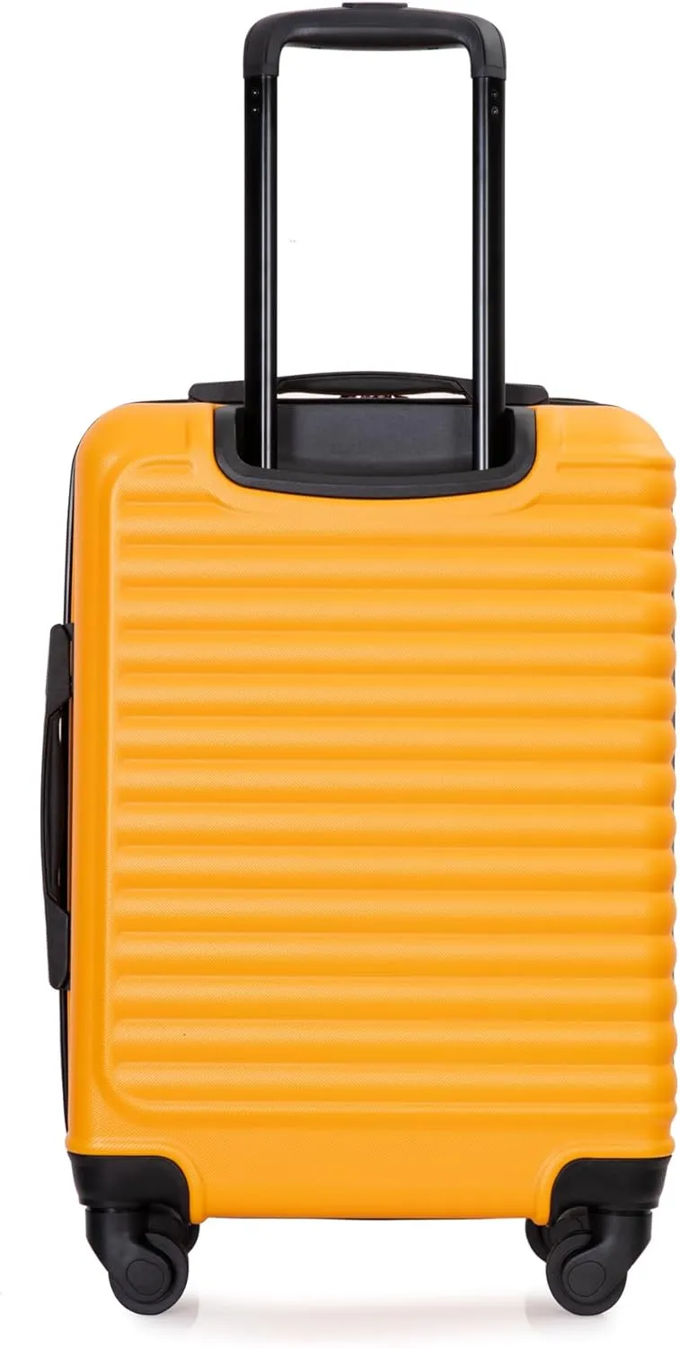 20 Inch Hardside Rugged Travel Suitcase Luggage with 4 Spinner Wheels, Adjustable Pull Rod Handle (Orange)