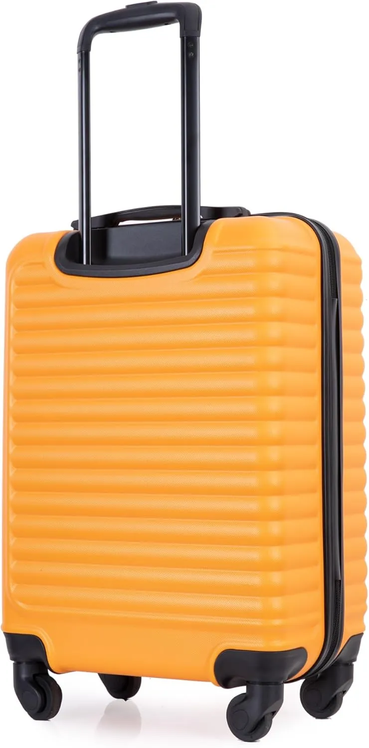 20 Inch Hardside Rugged Travel Suitcase Luggage with 4 Spinner Wheels, Adjustable Pull Rod Handle (Orange)