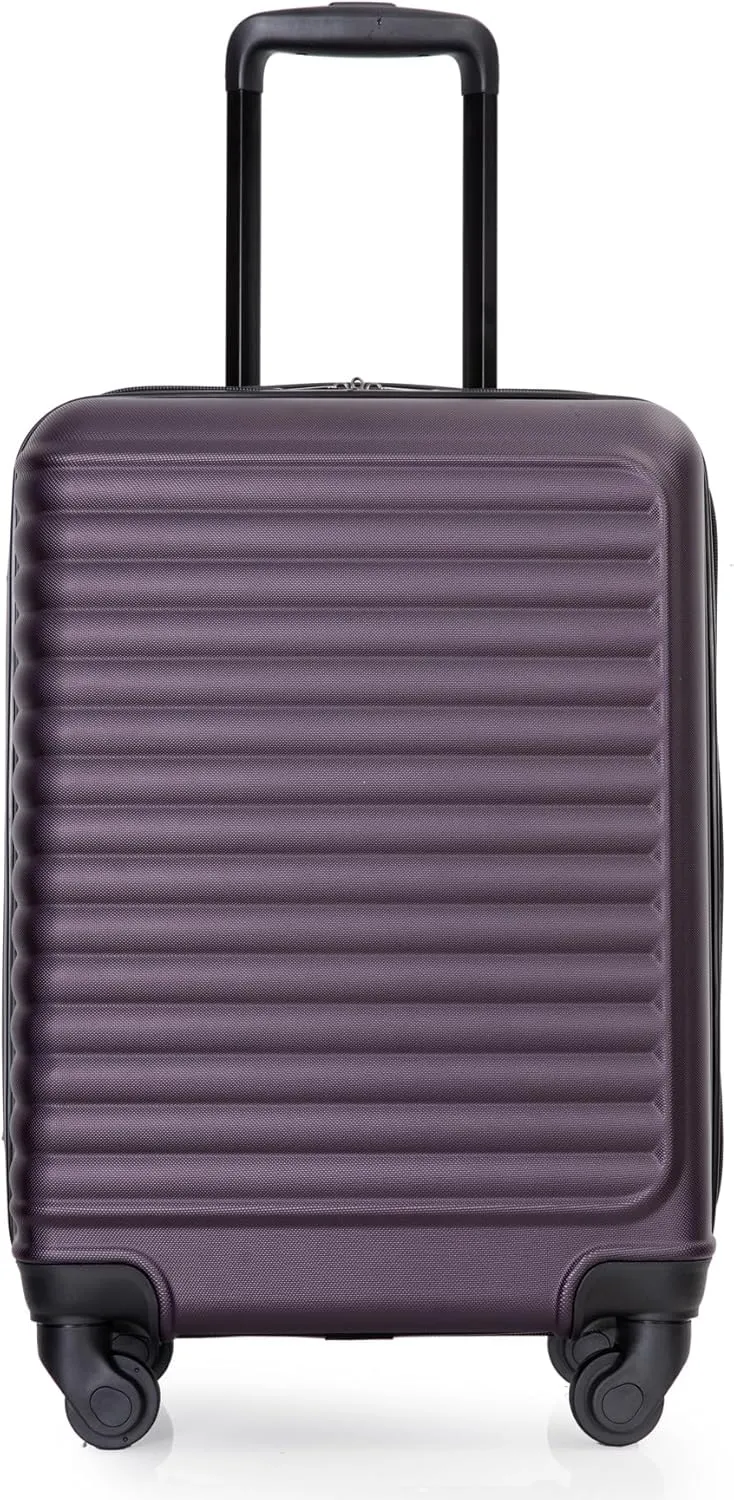 20 Inch Hardside Rugged Travel Suitcase Luggage with 4 Spinner Wheels, Adjustable Pull Rod Handle (Purple)