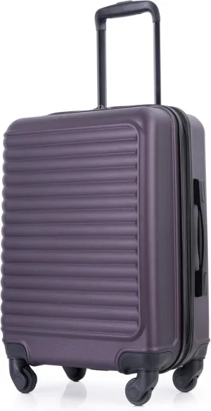 20 Inch Hardside Rugged Travel Suitcase Luggage with 4 Spinner Wheels, Adjustable Pull Rod Handle (Purple)