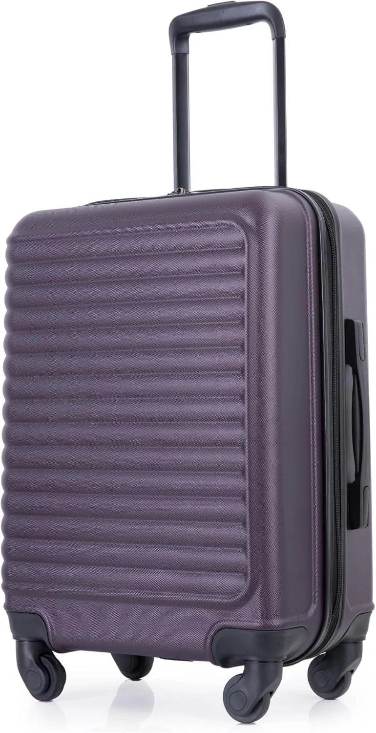 20 Inch Hardside Rugged Travel Suitcase Luggage with 4 Spinner Wheels, Adjustable Pull Rod Handle (Purple)