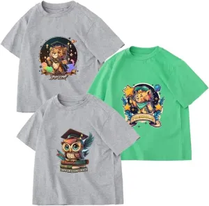 3 Pack Boys Short Sleeve Tshirt Cotton Multi Color Graphic Tee Summer Tops 6-18Y