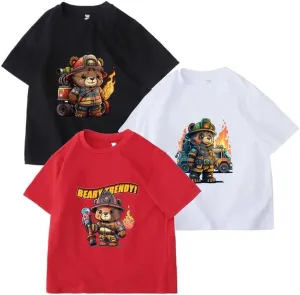 3 Pack Boys Short Sleeve Tshirt Cotton Multi Color Graphic Tee Summer Tops 6-18Y