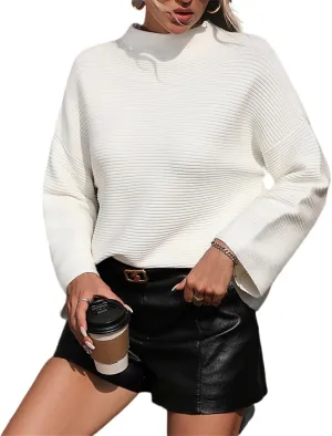 AELSON Women's Oversized Turtleneck Sweater 2023 Fall Winter Clothes Long Lantern Sleeve Ribbed Knit Pullover Sweater Top