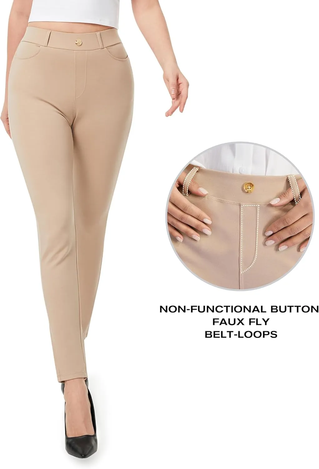 AFITNE Women's Yoga Dress Pants 2025 Spring Skinny Pull On Work Pants Stretchy Slim Fit Leg Office Casual Slacks