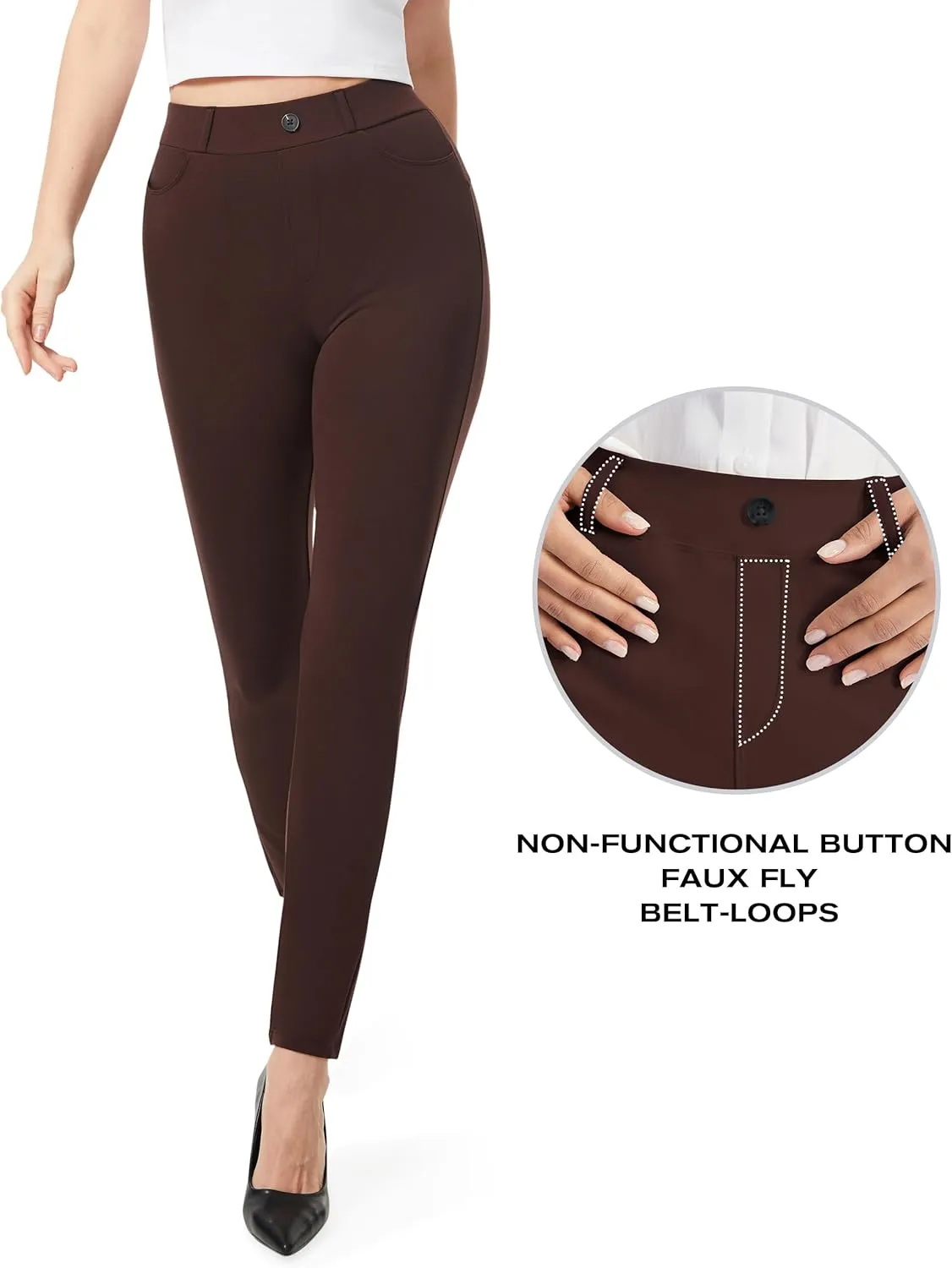 AFITNE Women's Yoga Dress Pants 2025 Spring Skinny Pull On Work Pants Stretchy Slim Fit Leg Office Casual Slacks
