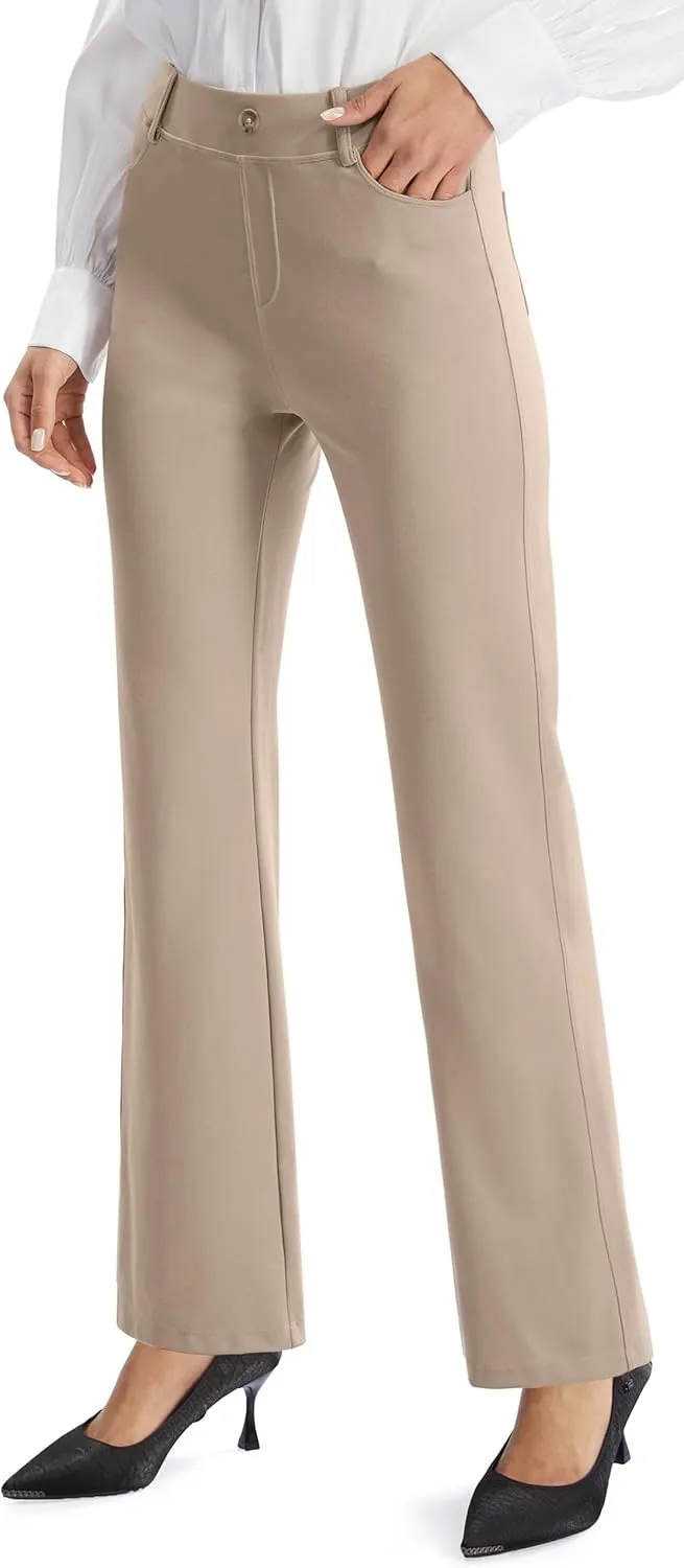 AFITNE Women's Yoga Dress Pants 2025 Spring Stretchy Work Slacks Straight Leg Business Office Casual Pants