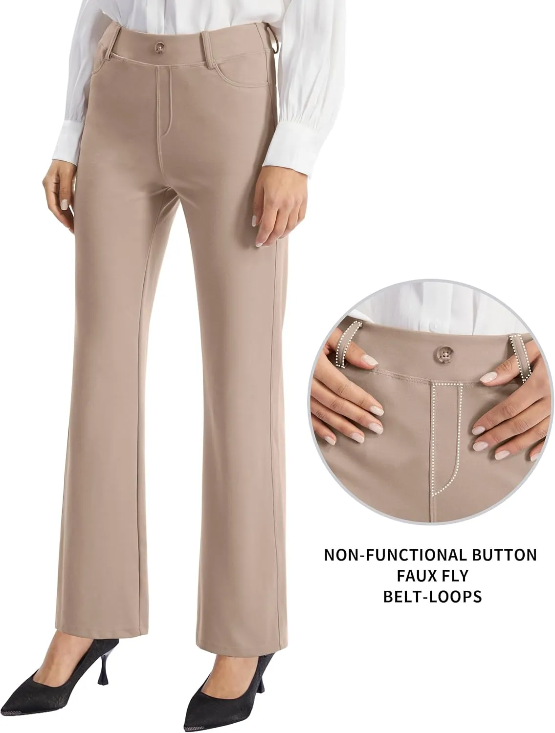 AFITNE Women's Yoga Dress Pants 2025 Spring Stretchy Work Slacks Straight Leg Business Office Casual Pants