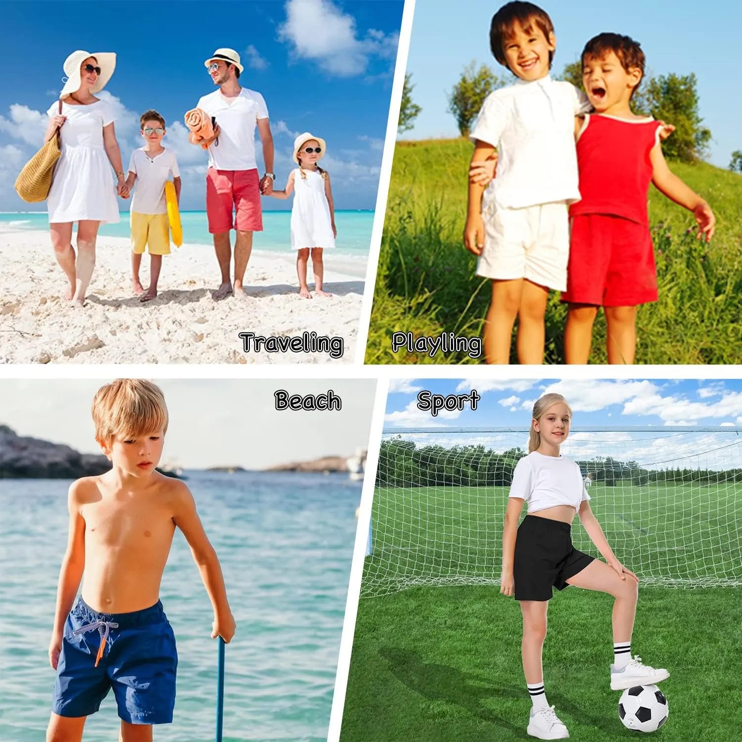 ALWAYSONE Kids Cotton Sweat Sport Shorts with Drawstring Soft Jersey Athletic Shorts for Boys and Girls 3-12 Years