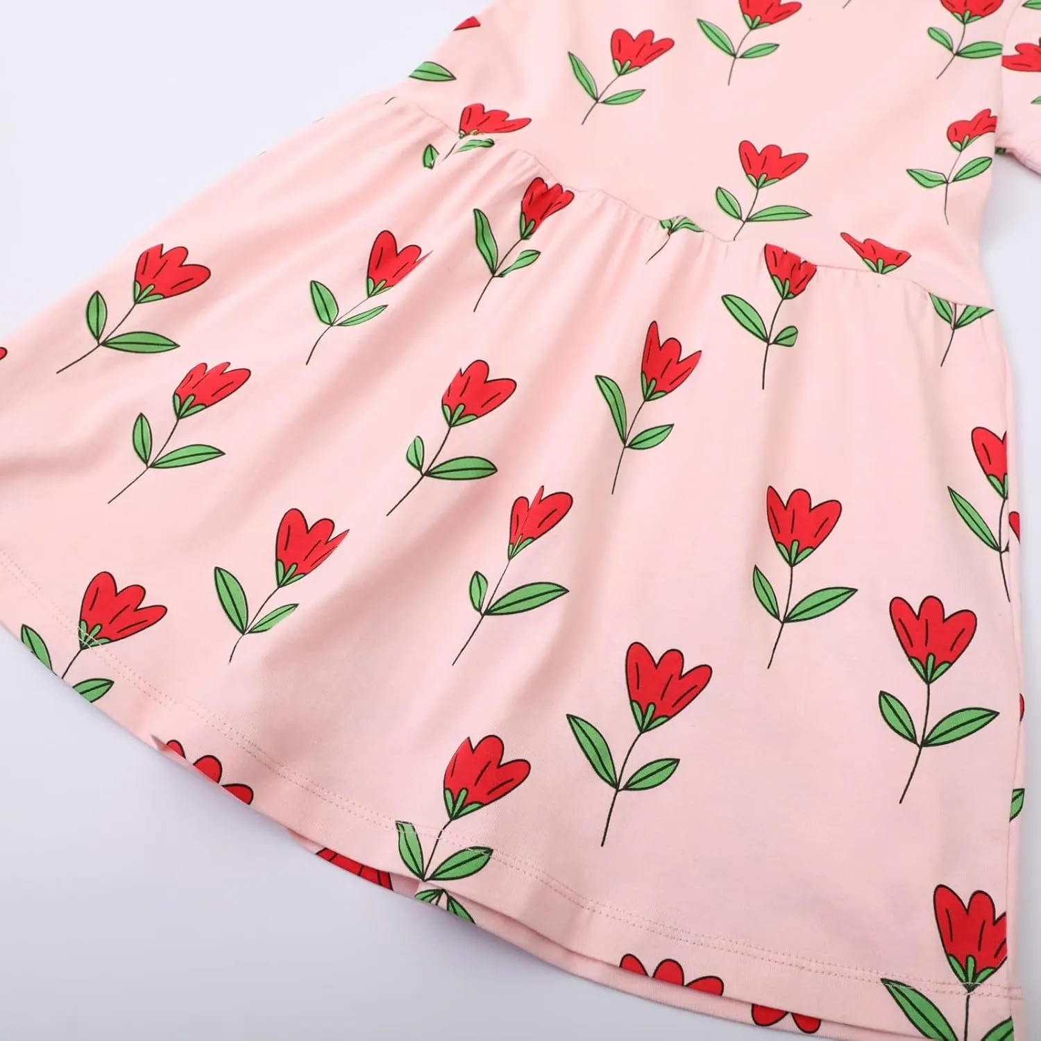 AMIYAN Toddler Girls Cotton Dress Short Sleeve Summer Sundress Casual Cartoon Print Dresses for Girls 2-6 Years