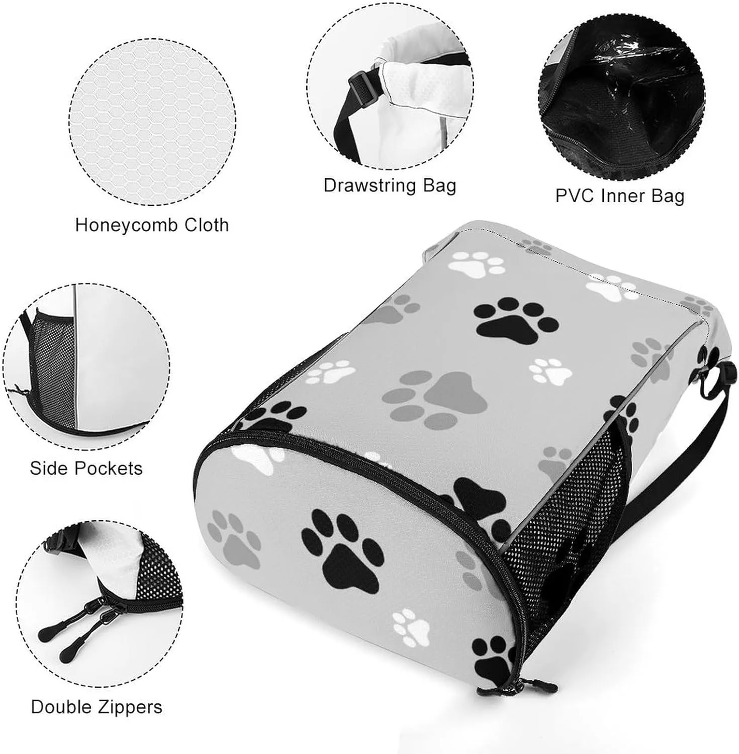 Animal Paw Prints Sports Bundle Pocket with Dry Wet Separation Unisex