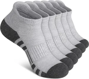 Ankle Athletic Running Socks Low Cut Sports Socks Breathable Cushioned Tab Socks for Men Women 6 Pairs