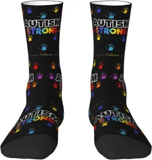 Autism Awareness Crew Socks Unisex Mid Calf Hiking Running Athletic Socks Colorful Print Socks