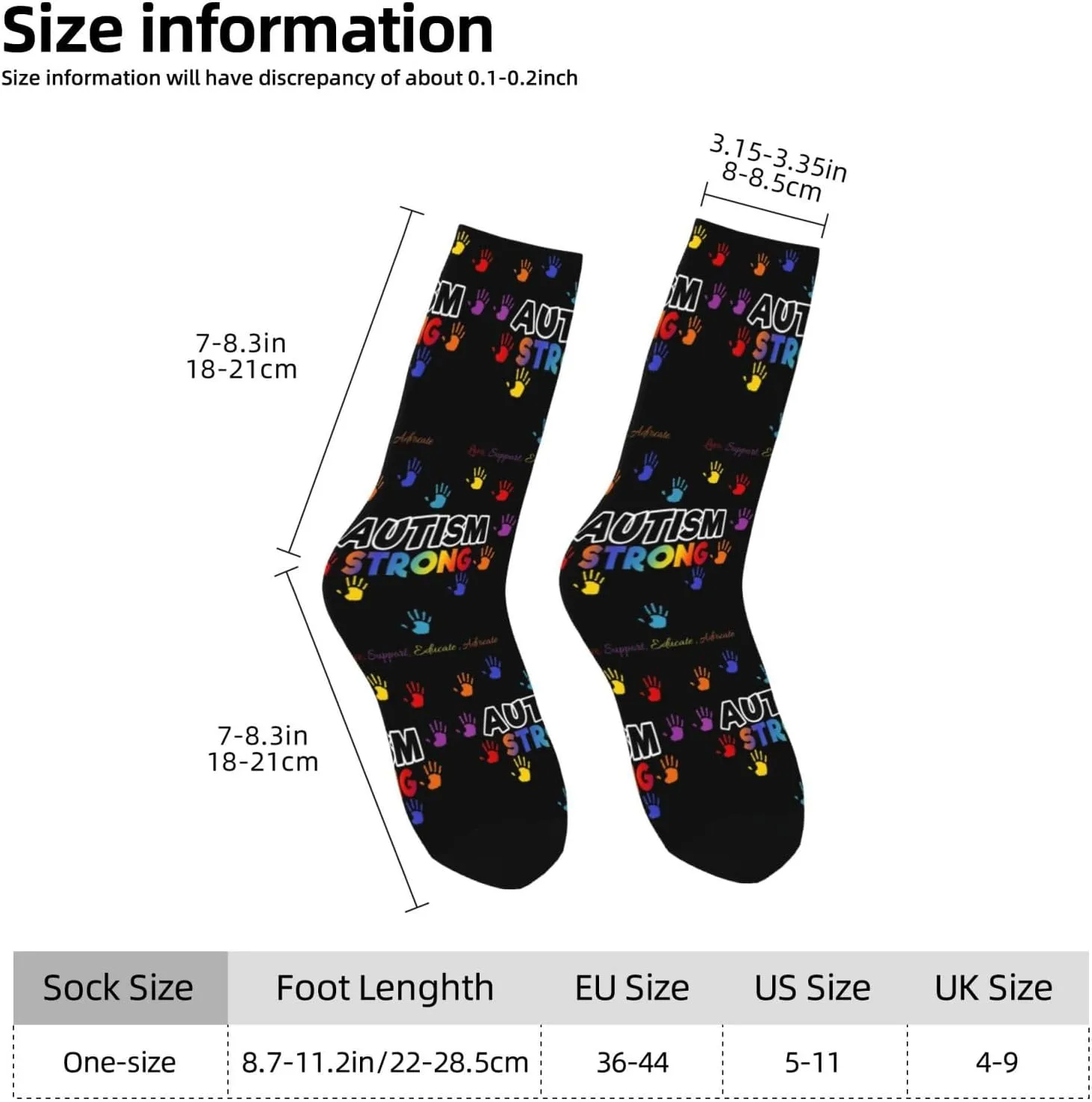 Autism Awareness Crew Socks Unisex Mid Calf Hiking Running Athletic Socks Colorful Print Socks