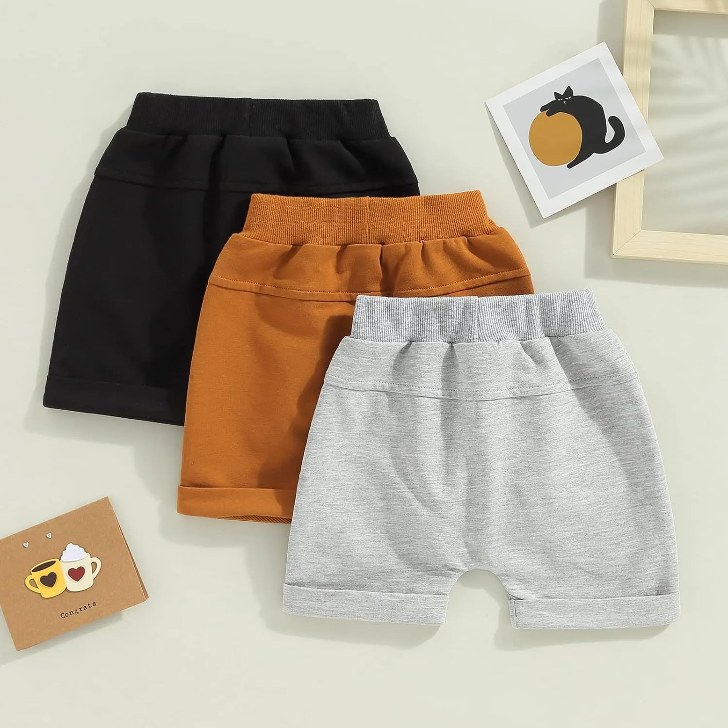 Baby Boys' Toddler 3-Pack Pull-on Jogger Shorts Knit Shorts Classic Fit Elastic Waist Shorts Kids Multipacks Pants