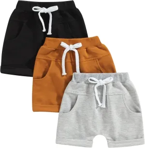 Baby Boys' Toddler 3-Pack Pull-on Jogger Shorts Knit Shorts Classic Fit Elastic Waist Shorts Kids Multipacks Pants