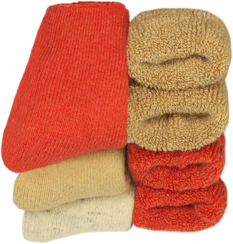 Baby Toddler Thick Wool Socks - Super Warm Soft Winter Solid Color Casual Crew Socks For Baby Girls Boys(Pack of 3)