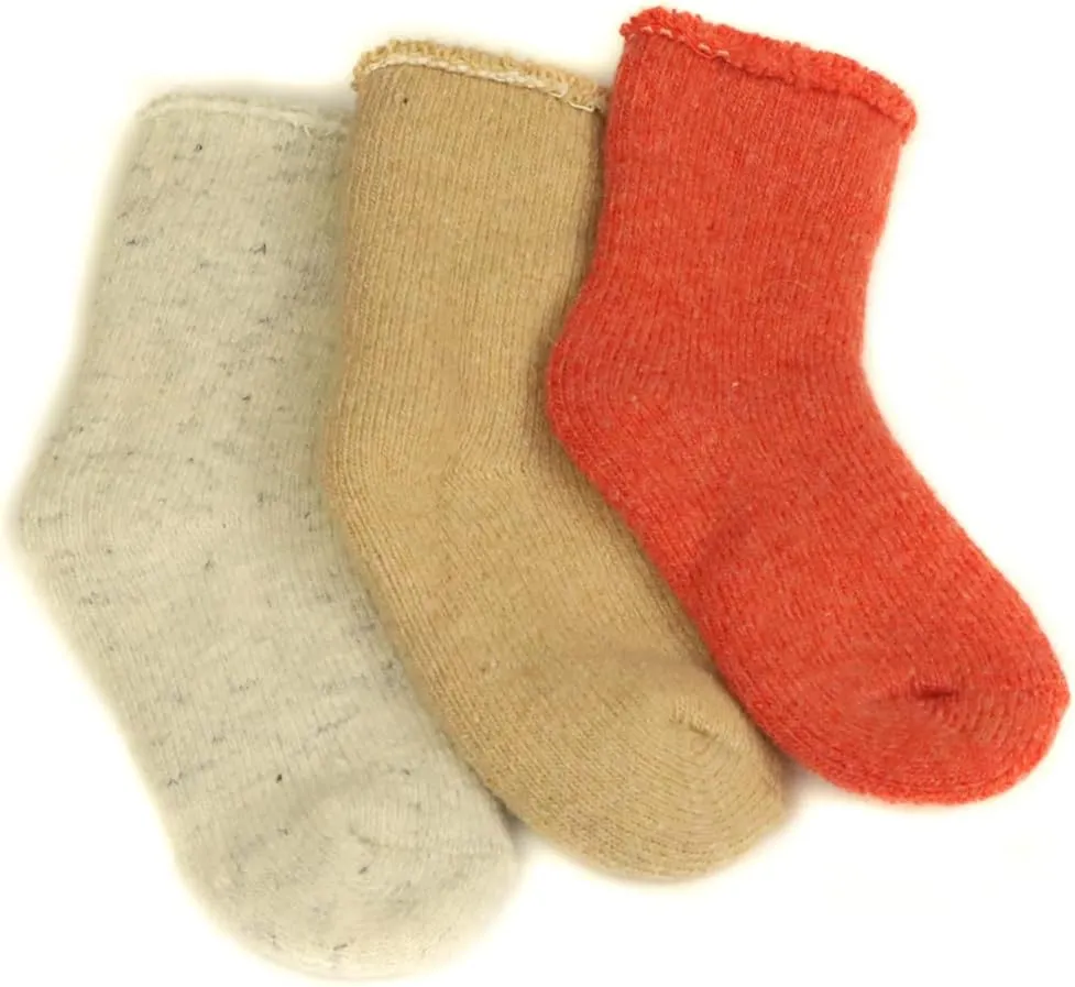 Baby Toddler Thick Wool Socks - Super Warm Soft Winter Solid Color Casual Crew Socks For Baby Girls Boys(Pack of 3)