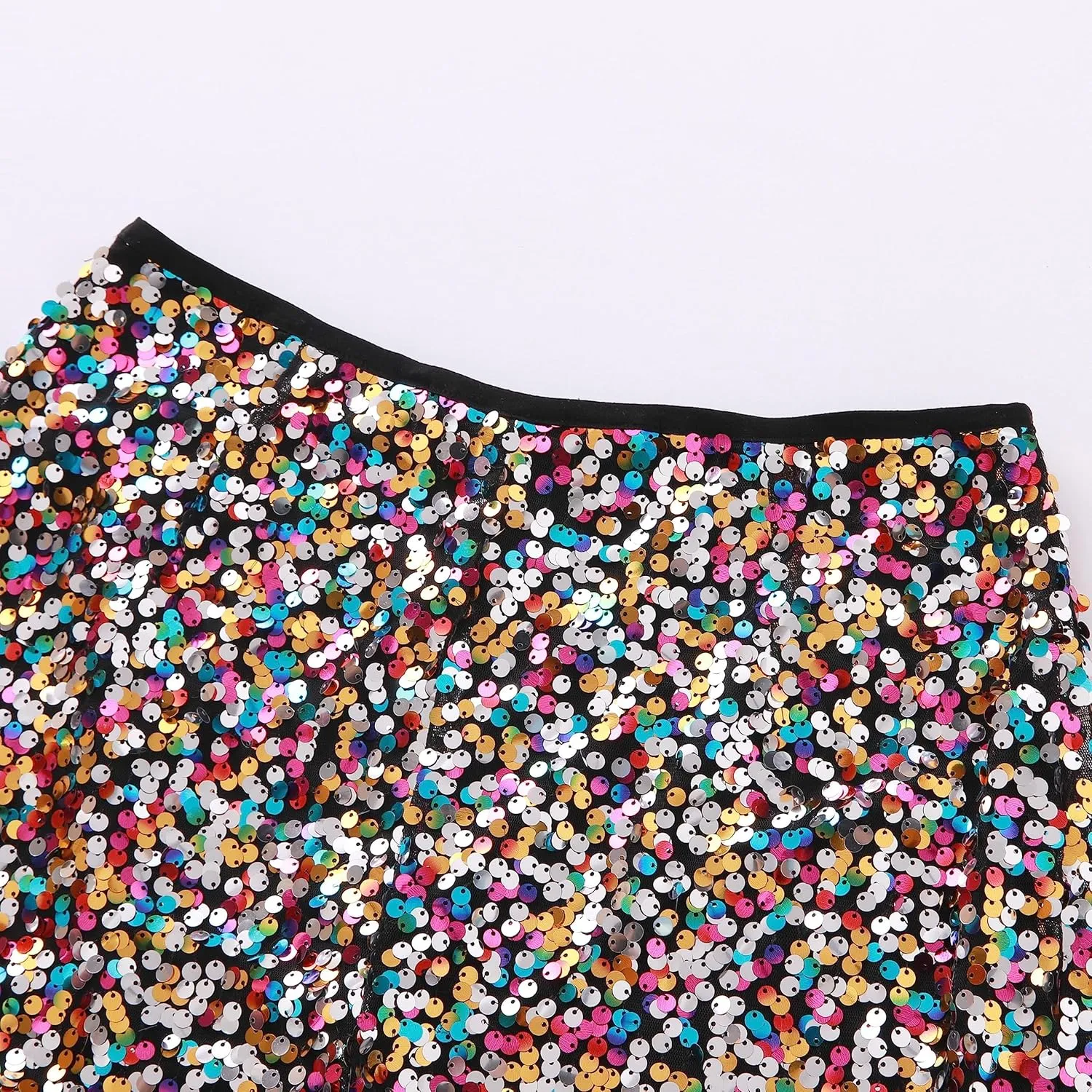BAICAIYU Sequin Shorts for Women Sparkly High Waisted Black Shorts Lightweight Straight Leg Lady Casual Pants Fashion Party