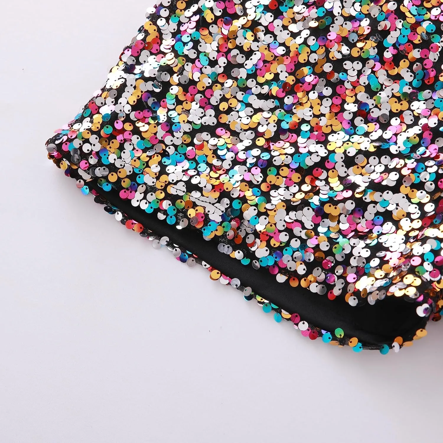 BAICAIYU Sequin Shorts for Women Sparkly High Waisted Black Shorts Lightweight Straight Leg Lady Casual Pants Fashion Party