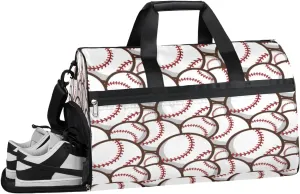 Baseball Pattern Sports Gym Bag for Women and Men Travel Duffel Bag Baseball Sport Overnight Shoulder Bag Waterproof Workout Bag Portable Sports Tote with Shoes Compartment