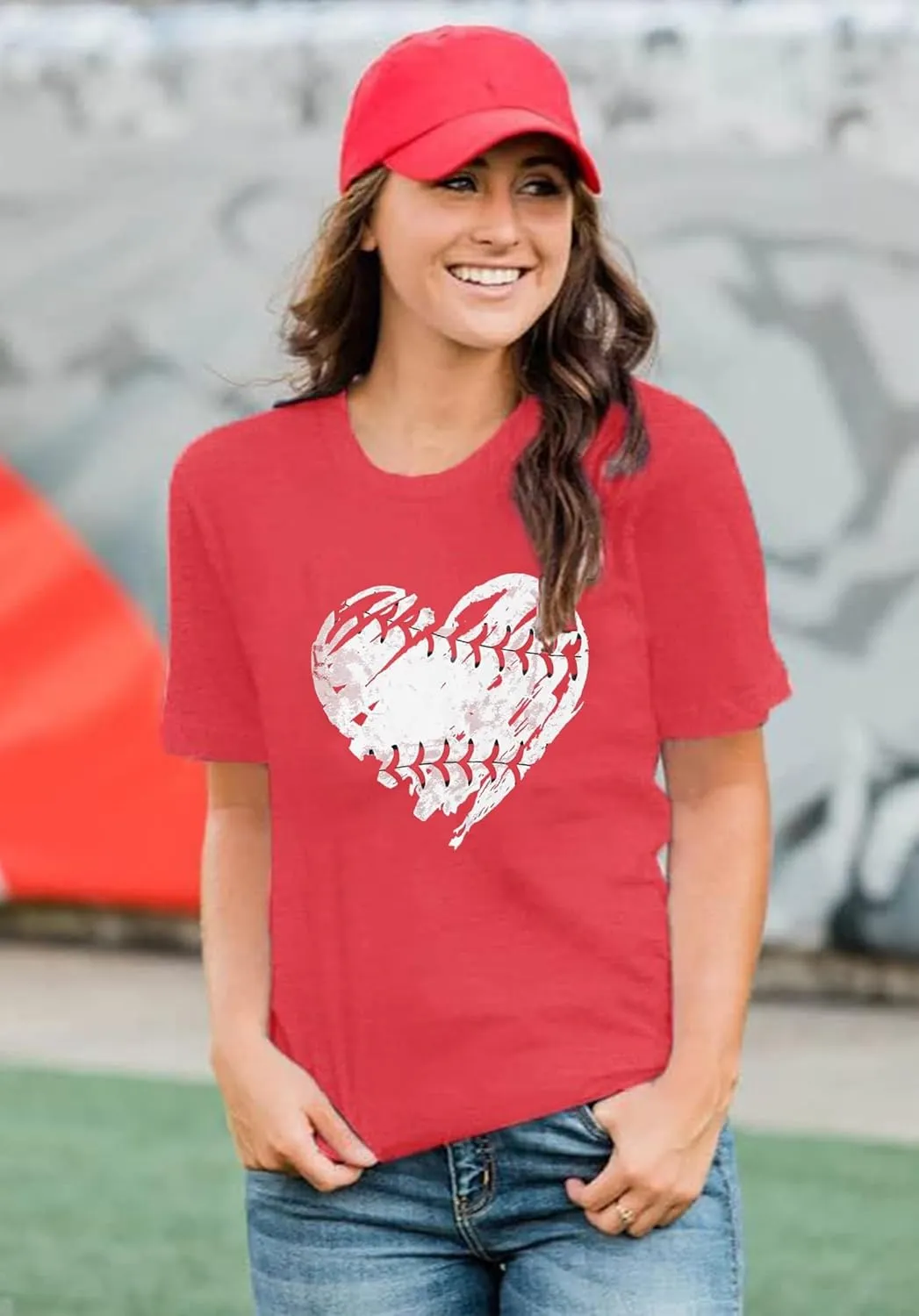 Baseball Shirt Women Baseball Mom Shirts Baseball Heart Graphic Tee Funny Workout Shirts