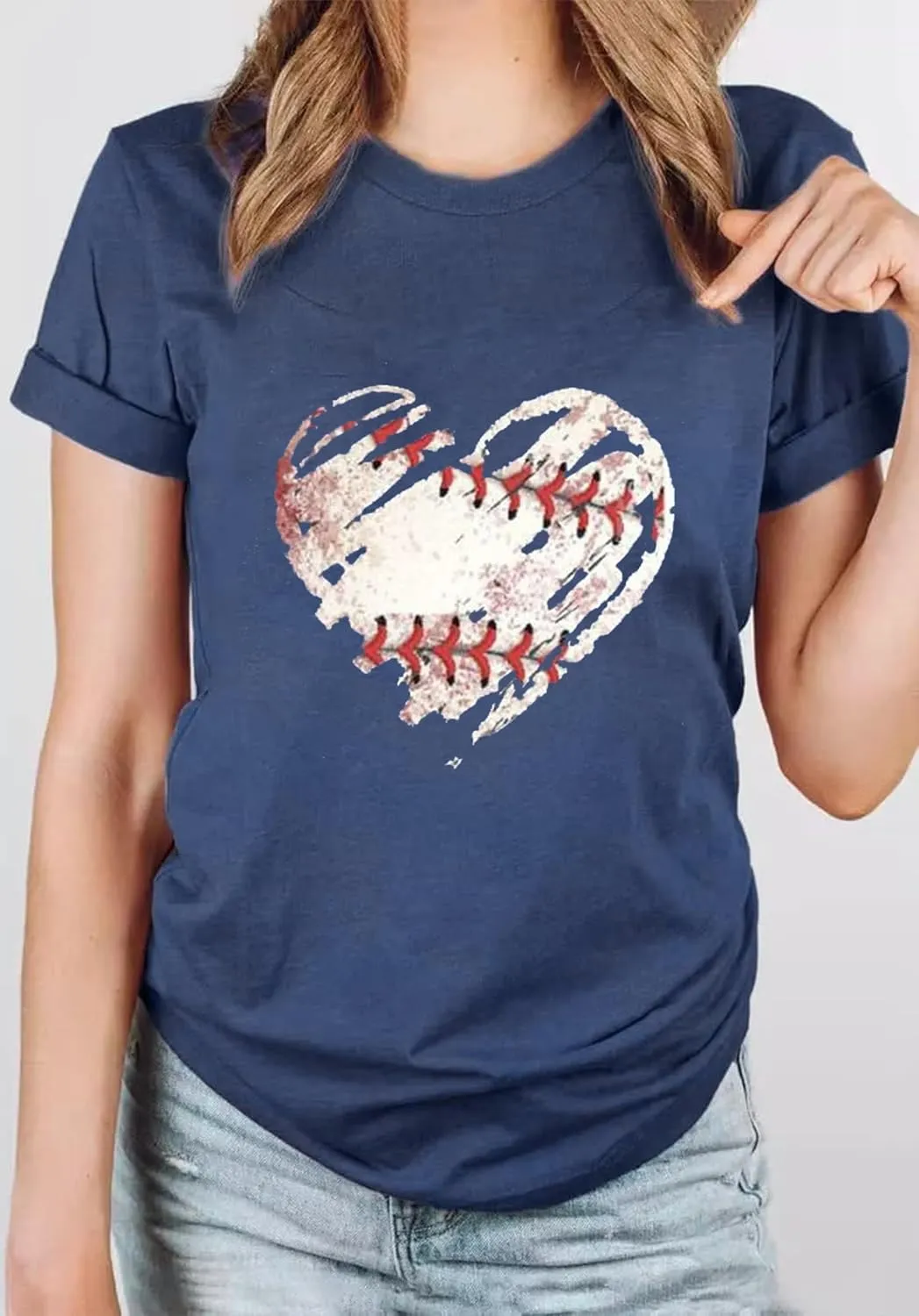 Baseball Shirt Women Baseball Mom Shirts Baseball Heart Graphic Tee Funny Workout Shirts