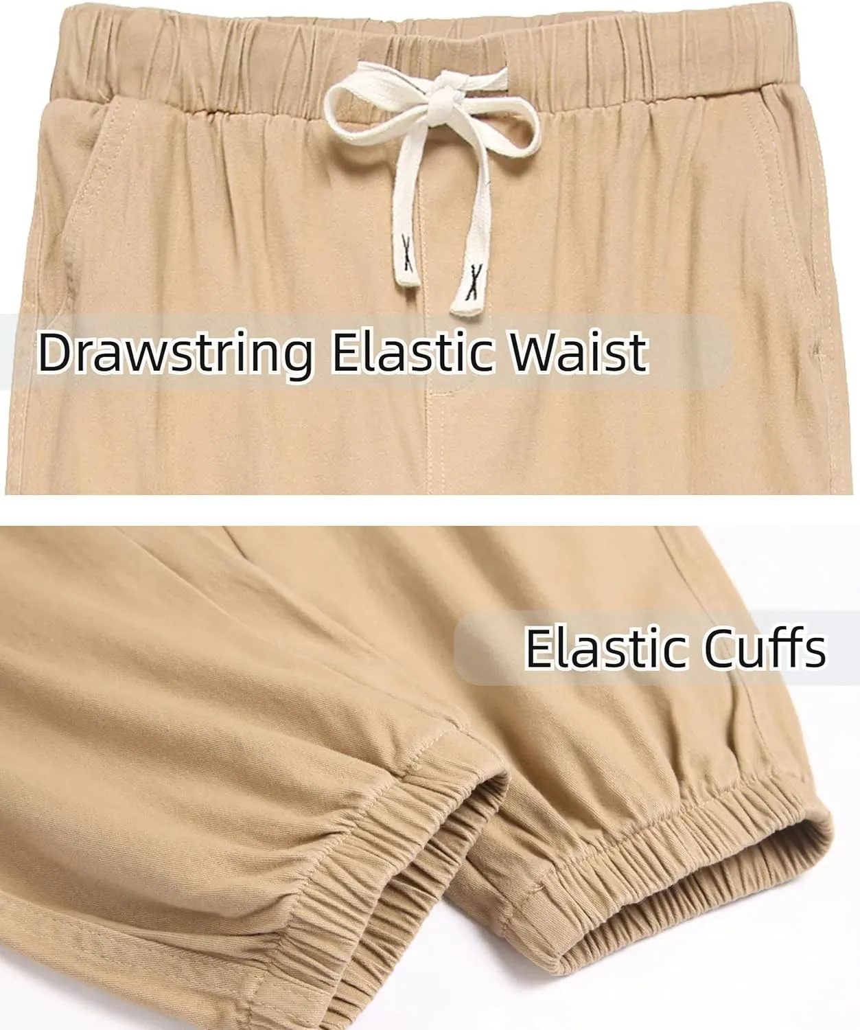 Boy's Cargo Joggers Pants Elastic Waist Casual Drawstring School Outdoor Youth Twill Baggy Pants Size 8-16