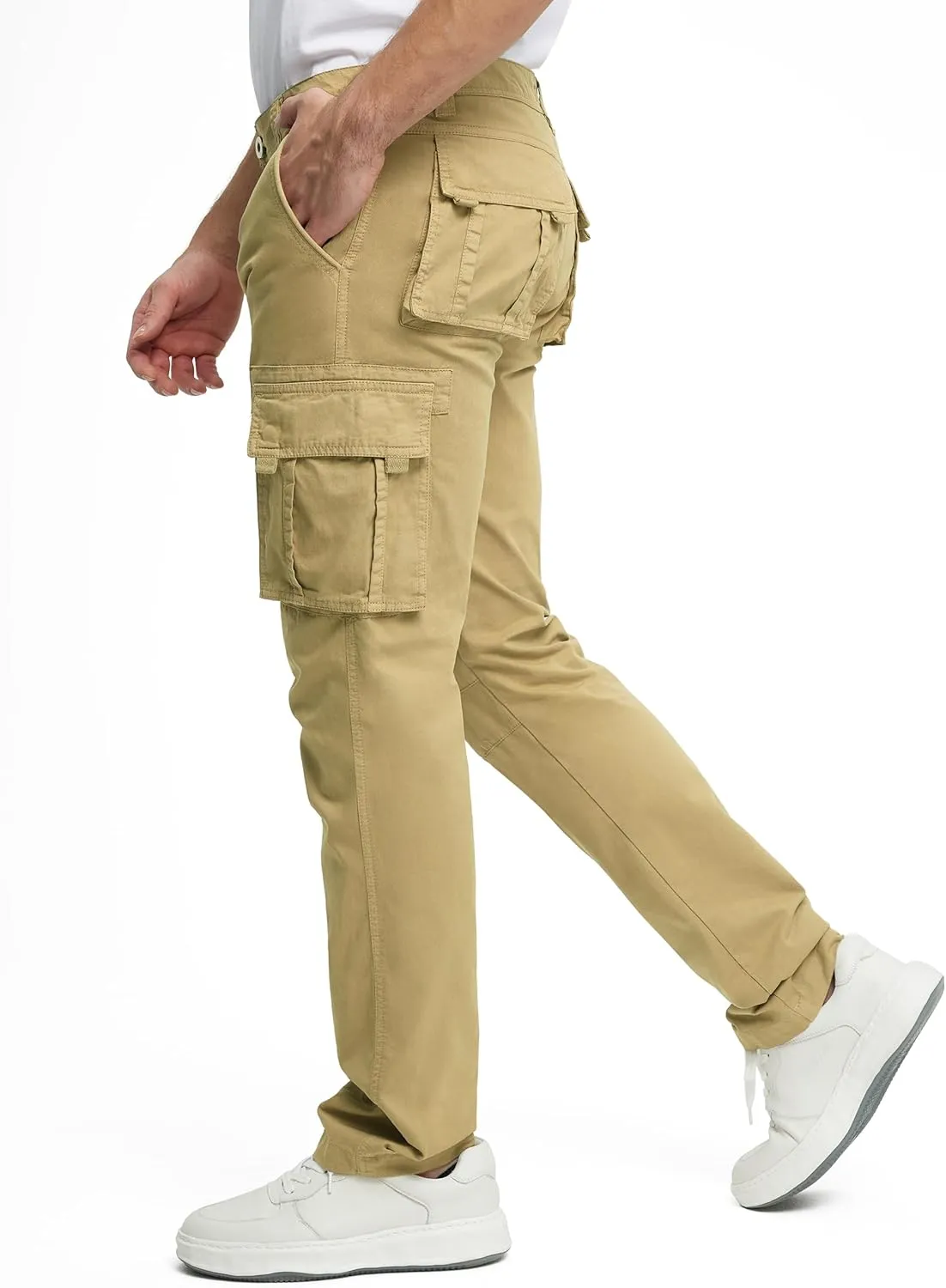 Cargo Pants for Men Cotton Fabric 6 Deep Pockets Straight-Leg Design Work Pants for Men