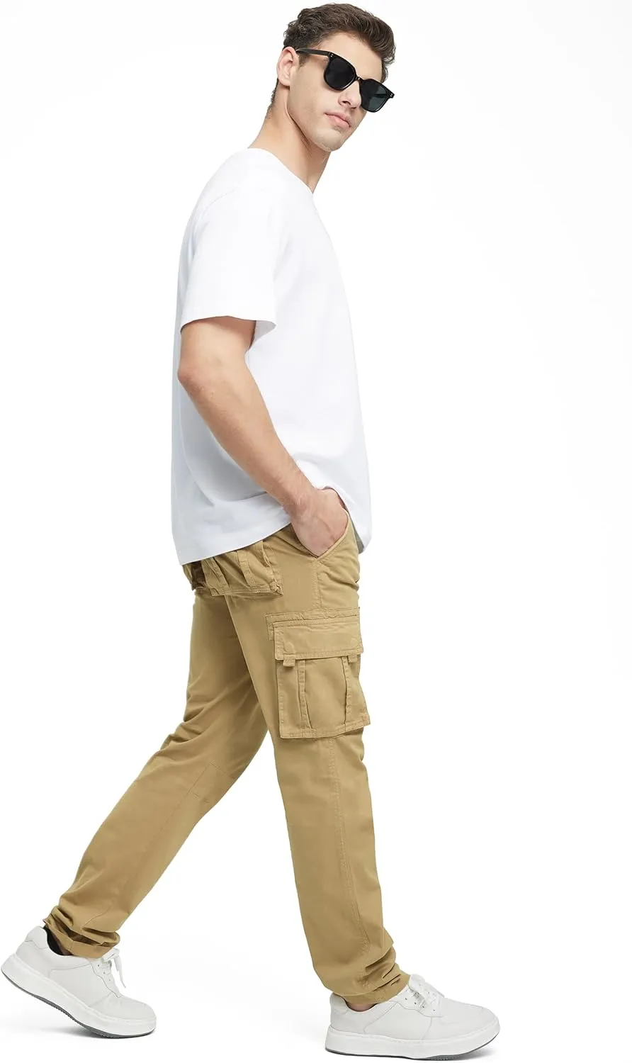 Cargo Pants for Men Cotton Fabric 6 Deep Pockets Straight-Leg Design Work Pants for Men