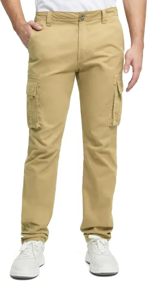 Cargo Pants for Men Cotton Fabric 6 Deep Pockets Straight-Leg Design Work Pants for Men