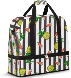 Cartoon Fruit Watermelon Travel Duffle Bag Durable Weekender Bag with Shoes Compartment Lightweight Overnight Bag Sports Dance Gym Tote Bag for Women and Men Carry on Luggage