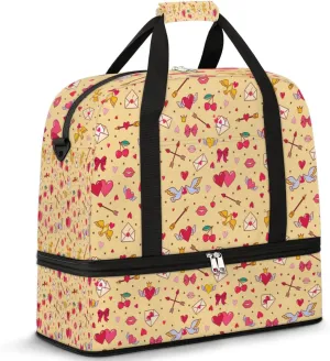 Cartoon Heart Travel Duffle Bag Durable Weekender Bag with Shoes Compartment Lightweight Overnight Bag Sports Dance Gym Tote Bag for Women and Men Carry on Luggage