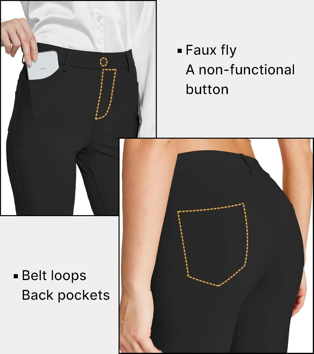 ChinFun Women's Yoga Dress Pants Straight Leg/Bootcut Stretch Work Slacks Office Business Casual Golf Pants 4 Pockets