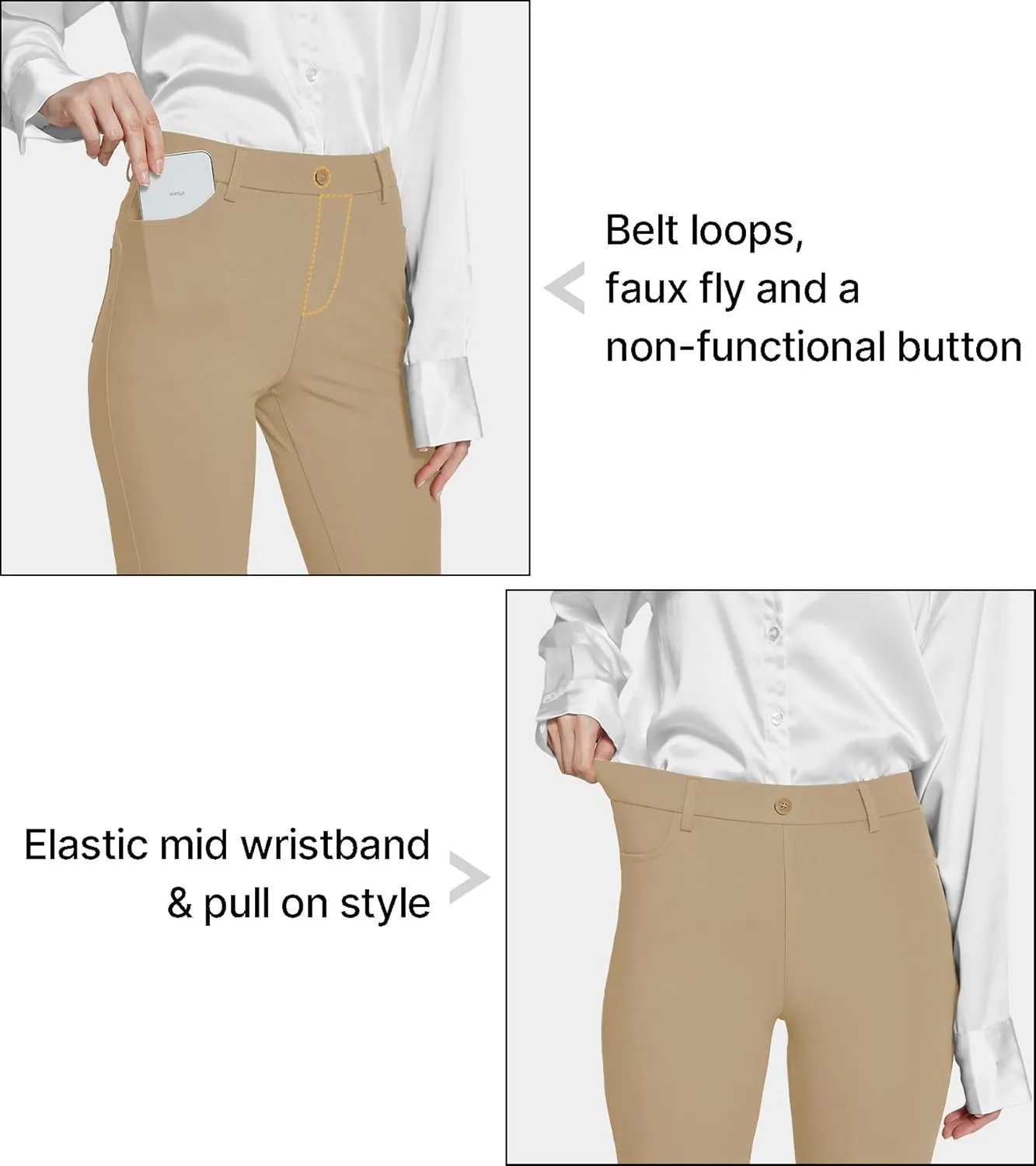 ChinFun Women's Yoga Dress Pants Straight Leg/Bootcut Stretch Work Slacks Office Business Casual Golf Pants 4 Pockets