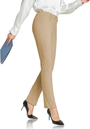 ChinFun Women's Yoga Dress Pants Straight Leg/Bootcut Stretch Work Slacks Office Business Casual Golf Pants 4 Pockets