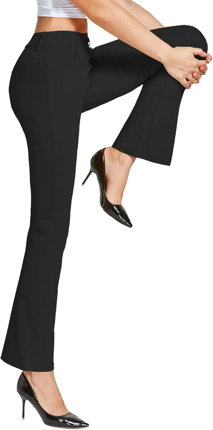 ChinFun Women's Yoga Dress Pants Straight Leg/Bootcut Stretch Work Slacks Office Business Casual Golf Pants 4 Pockets
