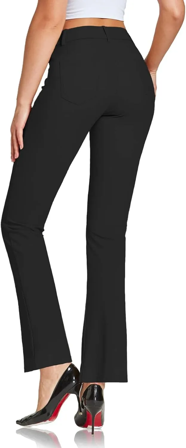 ChinFun Women's Yoga Dress Pants Straight Leg/Bootcut Stretch Work Slacks Office Business Casual Golf Pants 4 Pockets