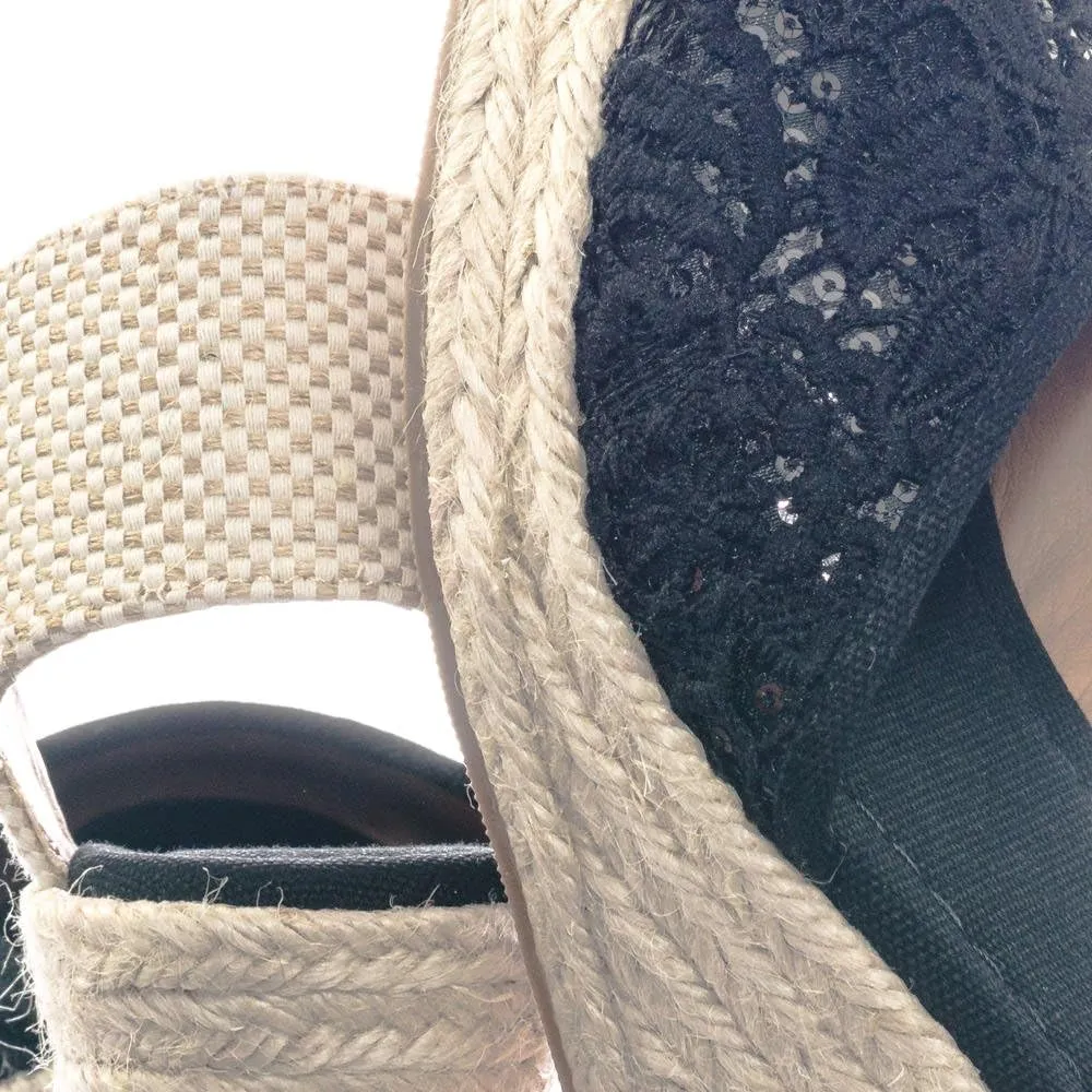 City Classified Queena Espadrille Platform Wedge D’Orsay Pump W Sling Back & Elastic Strap