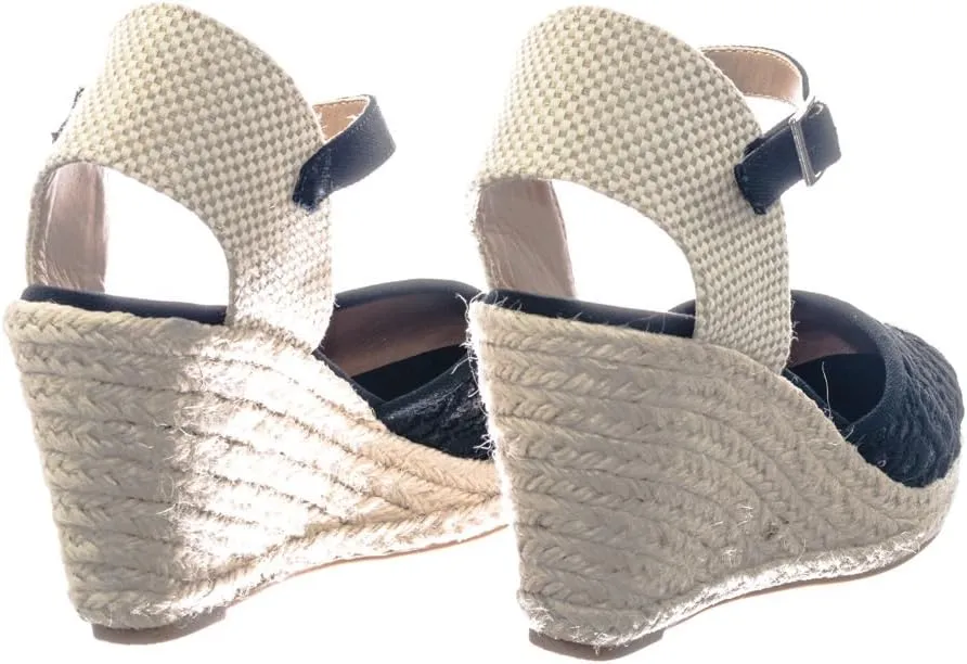 City Classified Queena Espadrille Platform Wedge D’Orsay Pump W Sling Back & Elastic Strap