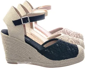 City Classified Queena Espadrille Platform Wedge D’Orsay Pump W Sling Back & Elastic Strap