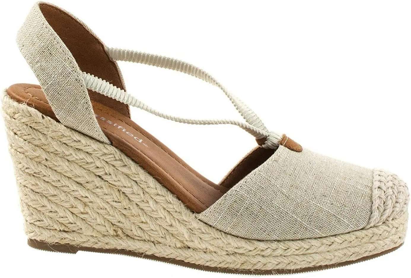 City Classified Women's Cap Toe Espadrille Wedge Sandal