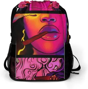 Cool Girl Psychedelic Art Sports Backpack with Large Mouth Design And Dry Wet Separation for Unisex