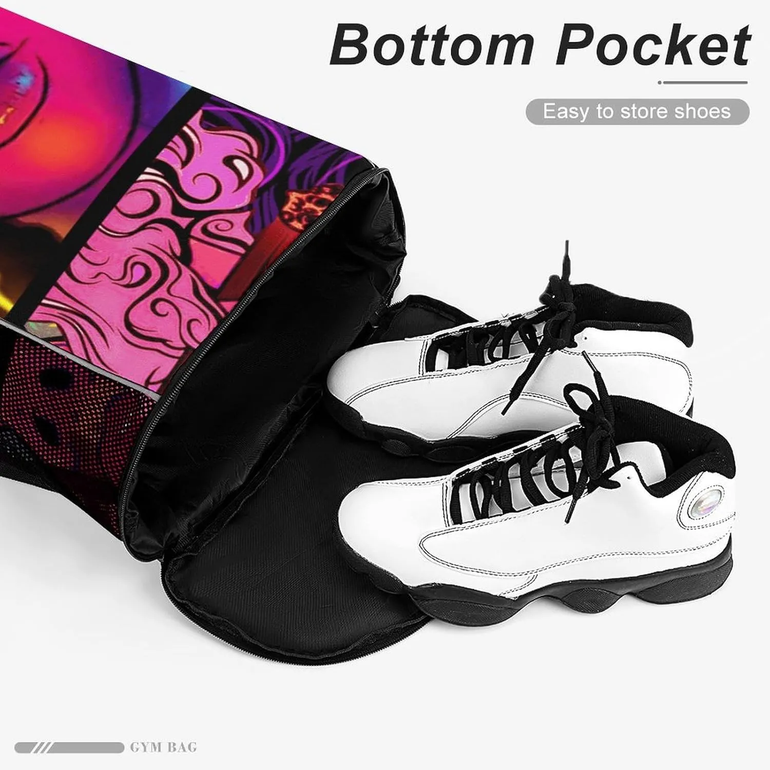 Cool Girl Psychedelic Art Sports Backpack with Large Mouth Design And Dry Wet Separation for Unisex