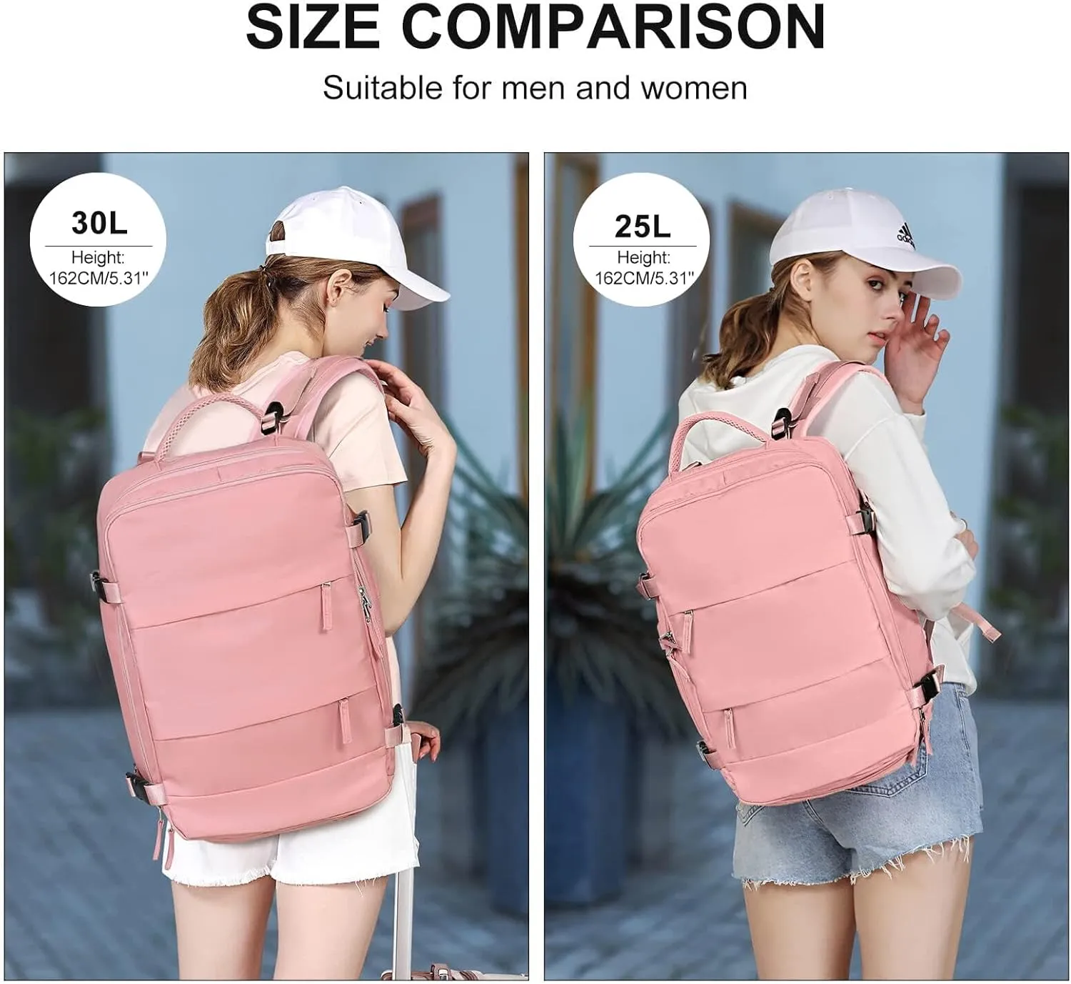 coowoz Large Travel Backpack For Women Men,Carry On Backpack Flight Approved,Hiking Backpack Waterproof Outdoor Sports Rucksack Casual Daypack Fit 15.6 Inch Laptop Shoes Compartment