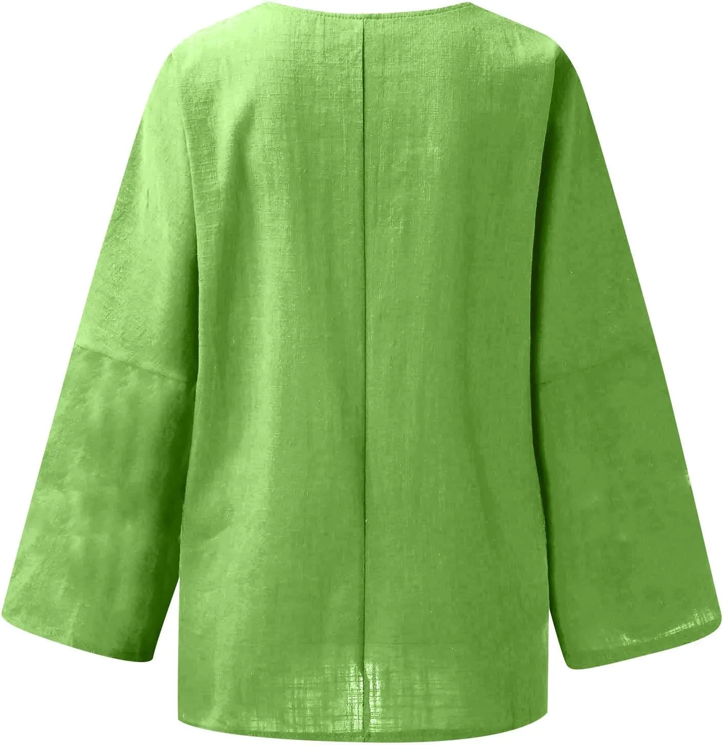 Cotton Linen Shirts for Women Long Sleeve Shirt Round Neck Casual Tunic Tops Basic Split Shirts Loose Fit 2025