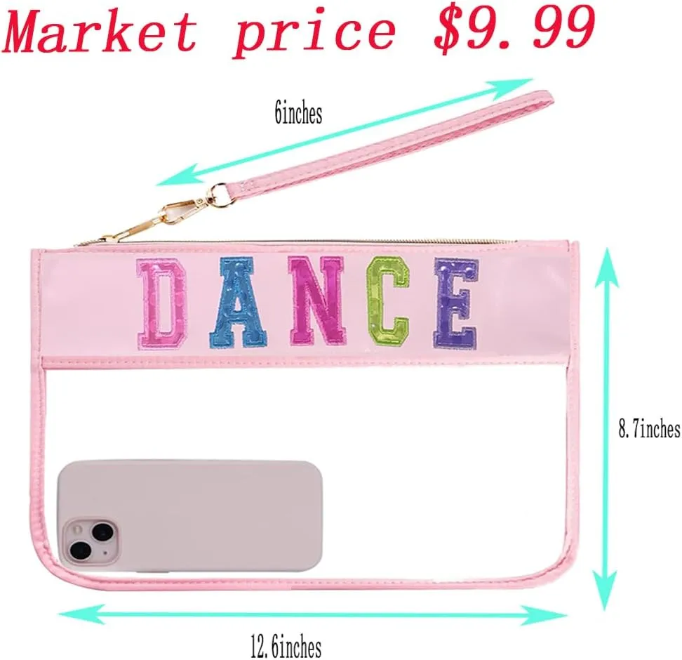 Dance Duffle Bag for Girls, Kids Toy Storage Bag,Weekend Bag,Overnight Bag,Gymnastics bag 17"Lx9"Wx9"H, Blue set-clear letter bag, Cute