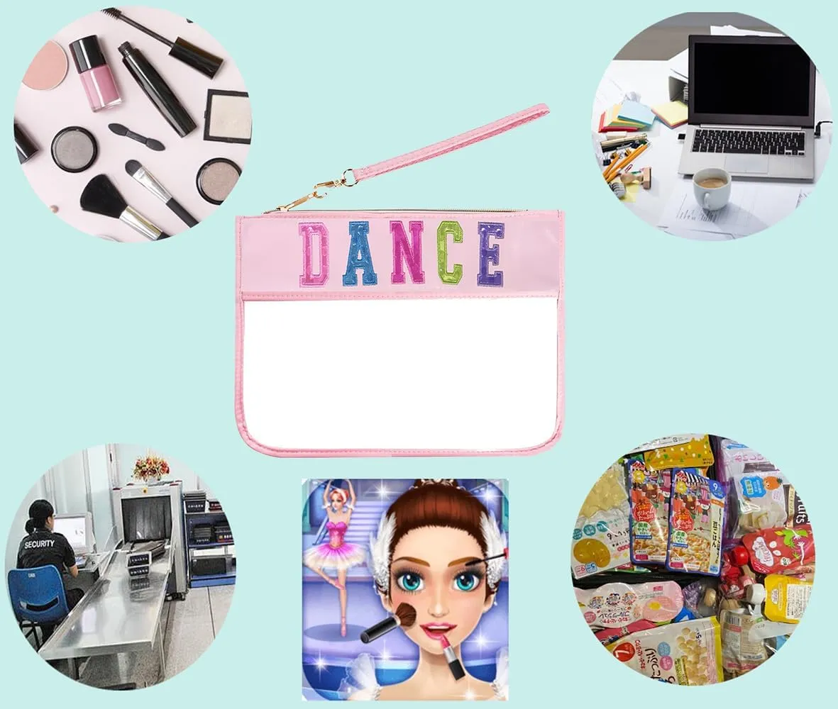Dance Duffle Bag for Girls, Kids Toy Storage Bag,Weekend Bag,Overnight Bag,Gymnastics bag 17"Lx9"Wx9"H, Blue set-clear letter bag, Cute